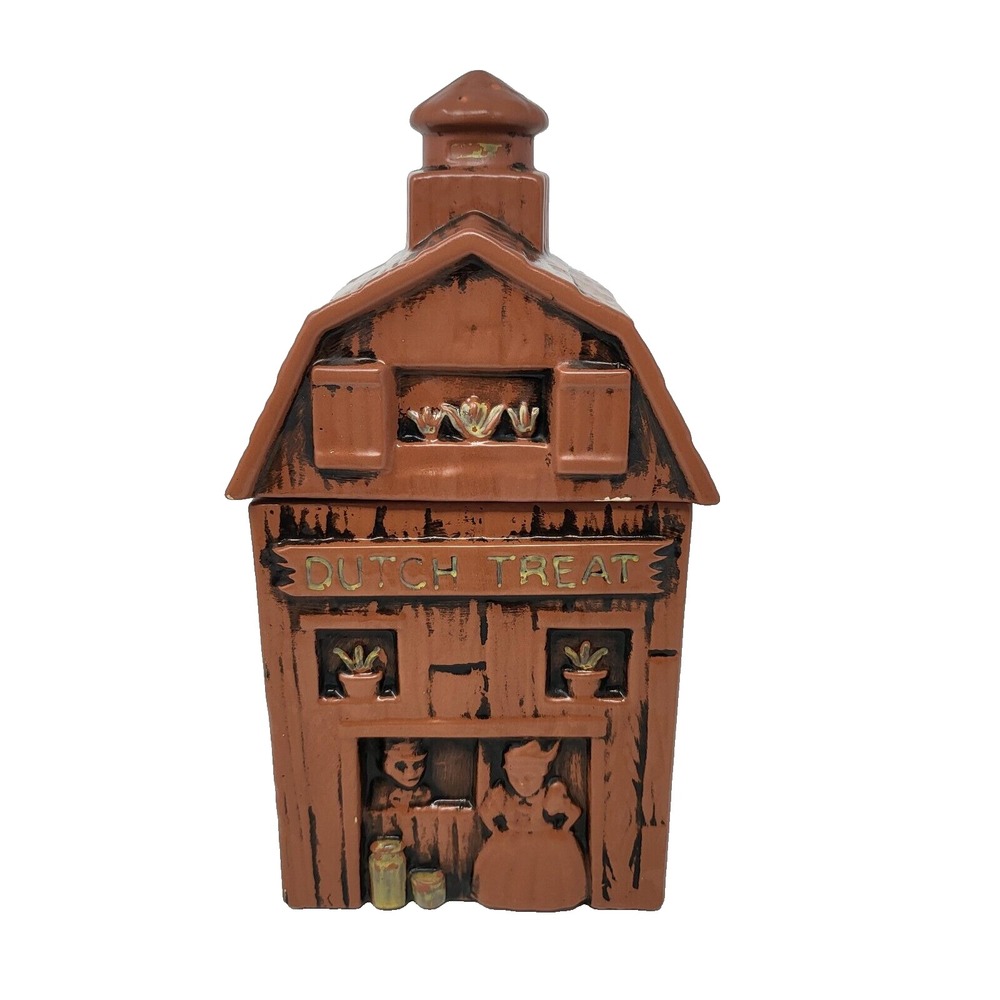 Vintage Cookie Jar Dutch Treat Barn McCoy Ceramic Cottagecore Brown Yellow Retro